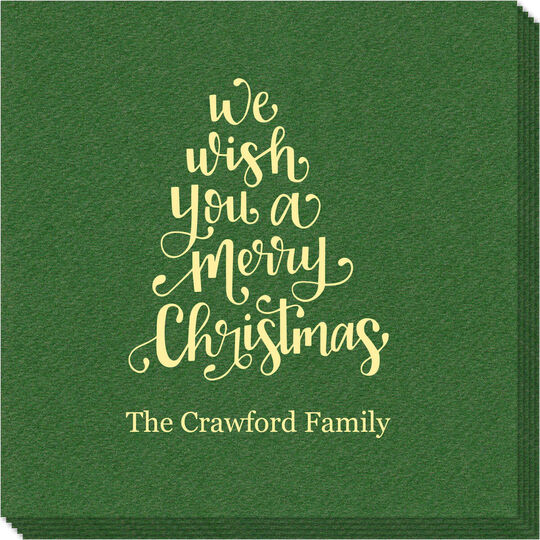 Hand Lettered We Wish You A Merry Christmas Linen Like Napkins